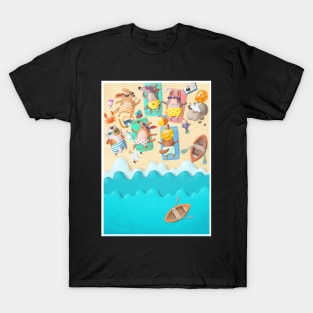 Cute dog friends chilling on the beach. T-Shirt